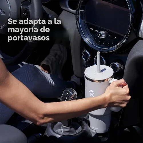 Vista 6 de Hydro Flask Vaso de Viaje con Asa, Tapa y Pajita - Acero Inoxidable Aislado en 24 Oz Aloe