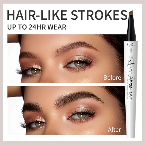 Vista 5 de Pluma de cejas de 4 puntas, trazos naturales para el cabello, cejas, forro, barba, línea capilar (1#café claro)