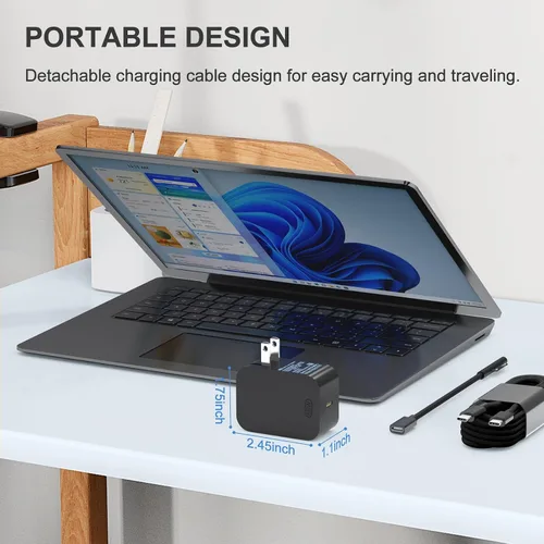 Vista 7 de YURCIPWE Nuevo cargador Surface Pro de 65 W, Microsoft Surface Charge compatible con Surface Pro 11/10/9/8/7+/7/6/5/4/X, Microsoft Surface Book 1 2