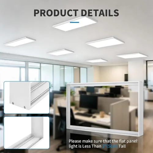 Vista 4 de Kit de montaje en superficie de 1 x 4 para panel plano LED, marco de techo de aluminio para 12 x 48 x 3.13 pulgadas, bueno para panel iluminado