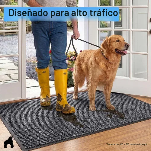 Vista 7 de Gorilla Grip - Tapete afelpado original de goma con perfil bajo, resistente, duradero, impermeable y fácil de limpiar para interior y exterior Gris