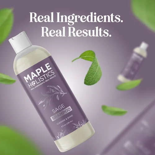 Vista 12 de Champú Sage anticaspa con argán, jojoba y spikenard orgánico, 100% natural, sin sulfatos, tratamiento para hombres y mujeres, fórmula antiséptica