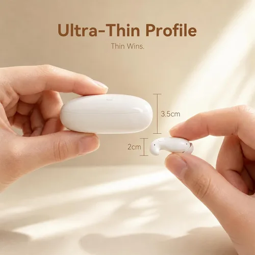 Vista 5 de Xmenha Auriculares invisibles planos y discretos para dormir, inalámbricos, Bluetooth, no visibles, para dormir de lado, discretos, pequeños Beige