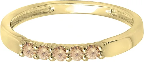 Vista 41 de Dazzlingrock Collection Anillo de boda redondo de 5 piedras preciosas o diamantes para mujer en oro macizo de 10 K/14 K/18 K