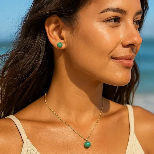 Vista 19 de SmileBelle Aretes tipo dormilona para mujer, de plata de ley de 18 quilates, con turquesa, como regalo de cumpleaños, aretes de cristal de perlas