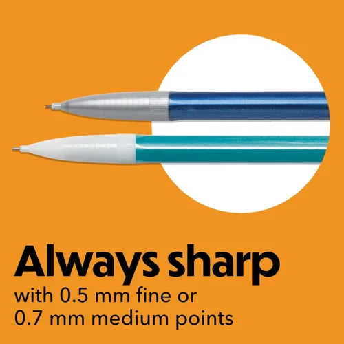 Vista 6 de Portaminas BIC N.º 2 extra suave, paquete de 40, veinte de 0.5 mm y veinte de 0.7 mm - barriles de colores surtidos - paquete de variedad de lápices