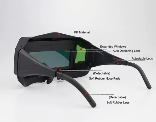 Vista 3 de Vista panorámica Gafas de soldadura de color verdadero oscurecimiento automático gafas de soldadura soldador seguridad protección ocular máscara