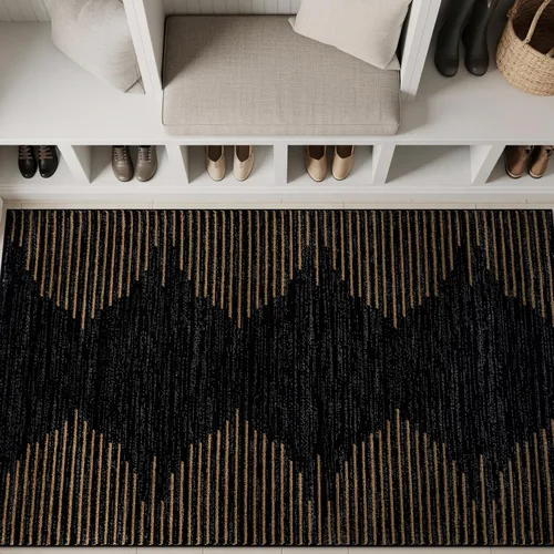 Vista 48 de Rugshop Alfombra bohemia a rayas resistente a las manchas, color beige, 2 x 7 pies