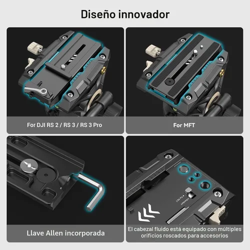 Vista 7 de SmallRig AD-01 Trípode de video, 73" Trípode de alta resistencia con cabezal de fluido de 360 grados y placa de liberación rápida para DSLR
