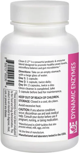 Vista 6 de Clean E-Z Enzymes + Probióticos - Mezcla de enzimas quitosanasa con probióticos estables en el estante - Apoya el equilibrio intestinal y microbioma