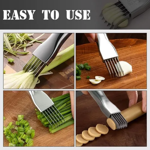 Vista 8 de 2024 Nuevo Cuchillo de Seda para Rallar, Cuchillo de Cebolla Verde Cortada de Acero Inoxidable, Cortador de Vegetales de Cocina, Cortador de Cebolla