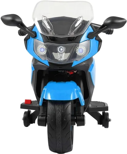 Vista 3 de JAXPETY Motocicleta de paseo para niños de 6 V con rueda de entrenamiento, motocicleta eléctrica a batería para niños de 3 a 8 años, incluye faros