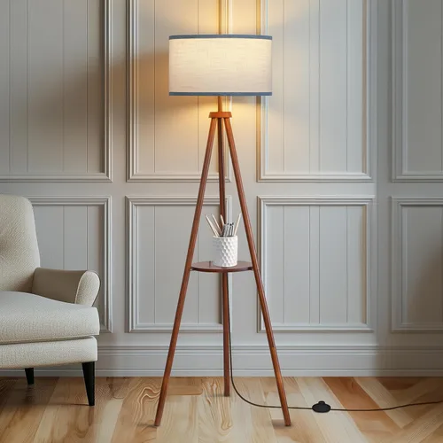 Vista 14 de EOEYYOYB Lámpara de pie con 3 modos de luz ajustables: lámpara de pie con trípode de madera, moderna lámpara de pie LED con brillo regulable