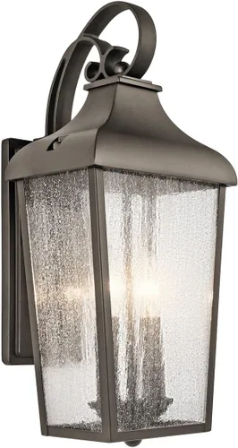 Vista 12 de Kichler Forestdale - Lámpara de pared para exteriores de 14.75 pulgadas con cristal transparente sembrado en bronce antiguo