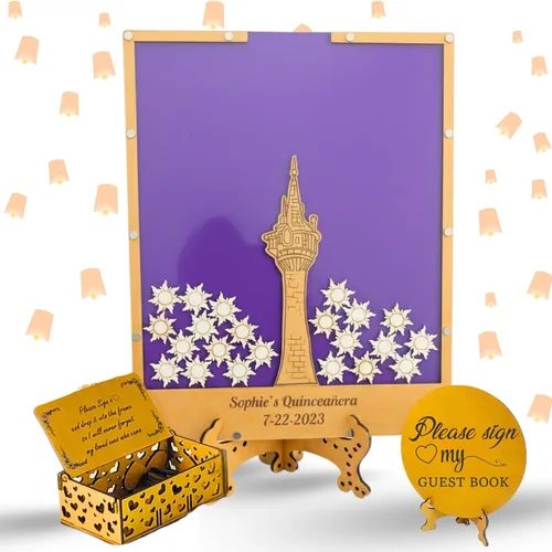 Vista 11 de Libro de invitados con tema de princesa de cuento de hadas Libro de invitados personalizado de decoración de rana príncipe para quinceañera