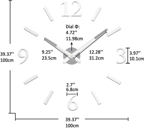 Vista 3 de VANGOLD Reloj de pared para decoración de sala de estar Plata
