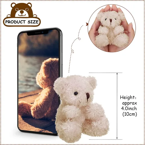 Vista 2 de Threan 8 piezas de mini osos de peluche de 4 pulgadas, pequeños osos de peluche a granel, juguetes de animales de peluche suaves, muñecos de oso