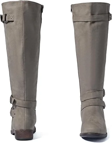 Vista 4 de Botas altas hasta la rodilla para mujer, elegantes y cómodas, con punta redonda, cierre de cremallera lateral, para otoño e invierno para mujer