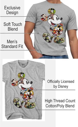 Vista 2 de Disney Mickey Mouse Scene Me Classic Designs Adult Men's T-Shirt