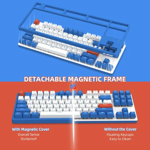 Vista 4 de A.JAZZ - Teclado mecánico inalámbrico, 87 teclas TKL teclado Bluetooth intercambiable en caliente, modo dual BT5.02.4G con marco desmontable, teclas