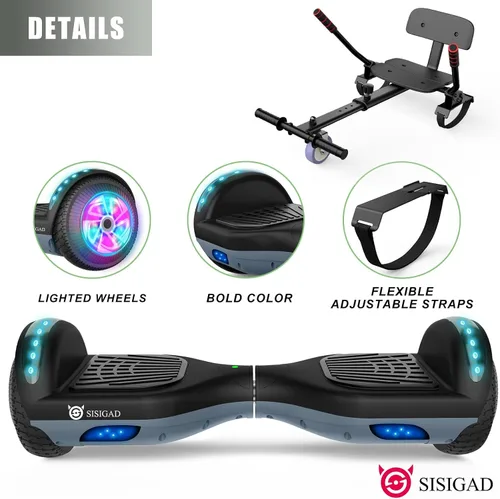 Vista 4 de SISIGAD Hoverboard para niños, 6.5 pulgadas modelo clásico Hoverboard (sin Bluetooth)