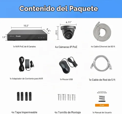 Vista 8 de Sistemas de cámaras de seguridad 4K 8CH con disco duro de 2 TB Negro