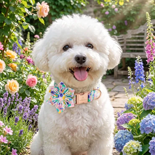 Vista 4 de Lionheart Glory Collar de perro con flor – Collar de perro con patrón floral colorido, collares suaves y resistentes para mascotas para perros