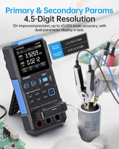 Vista 5 de FNIRSI LC1020E 100kHz LCR Meter, 19,999 Counts Resistor Inductor Capacitor Tester, Auto Component Detect, Measures ESR/Q/D/θ/X, 2.8” Color TFT, Dual