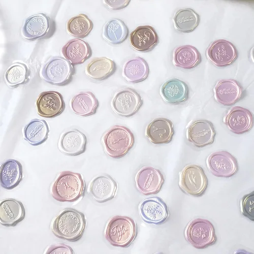 Vista 4 de Calcomanías de sello de cera para invitación de boda, sobres de recortes, sellos, calcomanías de cera autoadhesivas para despedida de soltera Dorado