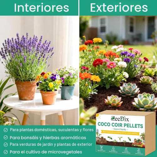 Vista 6 de ZeeDix 50 pellets de fibra de coco orgánica de 1.181 in para iniciadores de semillas, tierra de coco comprimida para plantar, suelo de jardín