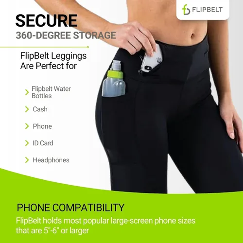 Vista 3 de FlipBelt Women's Standard Mid Rise Athletic Leggings