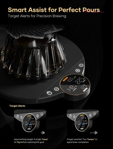 Vista 6 de Cocinare Balanza digital de café, control de precisión con tres modos: asistencia de preparación, pesaje, competencia, báscula digital de cocina