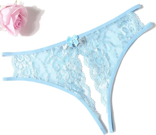 Vista 4 de Avidlove Bragas de encaje para mujer, ropa interior sexy con encaje floral con bonito centro de lazo