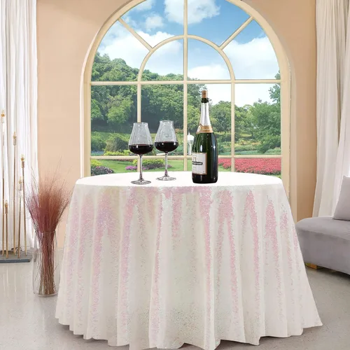 Vista 35 de Manteles redondos de lentejuelas negros para fiestas, de 121,9 cm, mantel redondo de purpurina ajustado, pequeño, lindo y dulce, para boda
