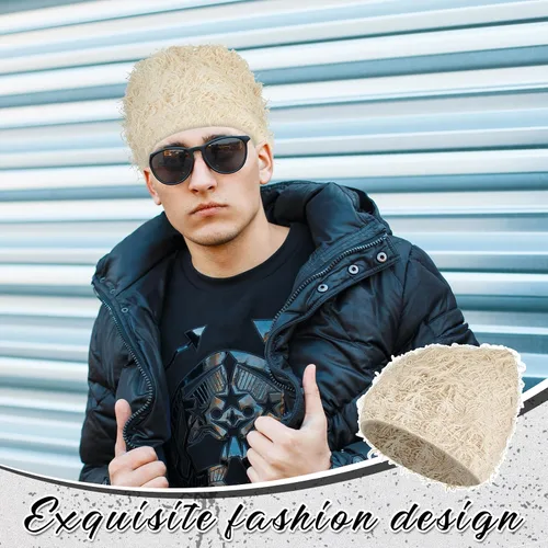 Vista 6 de Chuarry Distressed Knitted Beanie Fuzzy Winter Hat Albaricoque surtido