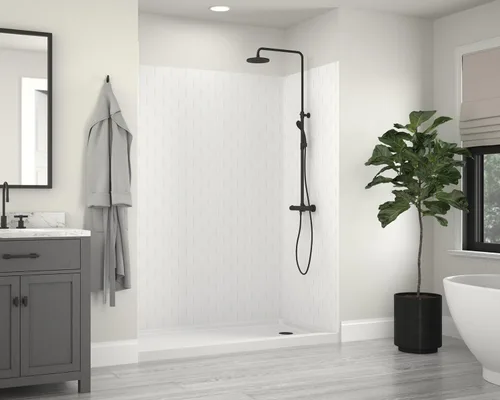Vista 3 de Miseno MSW786032 ReadySet 60" X 32" X 78" Kit de Pared para Ducha de Cinco Paneles en Alcove - Blanco Carrara