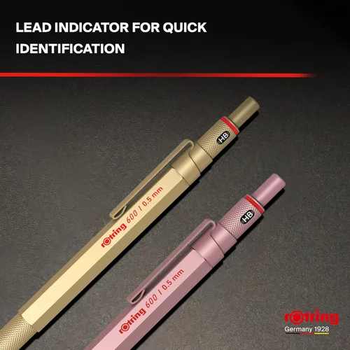 Vista 6 de ROTTLING Portaminas Oro 600 2158796 0.020 in rOtring Lápiz mecánico Escritura fina Papelería Pluma de dibujo alemán Bolígrafo profesional