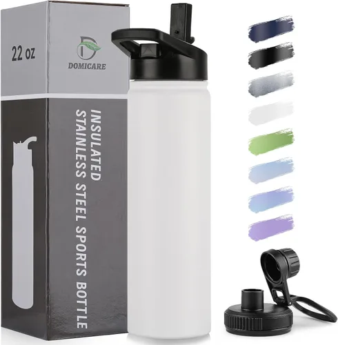 Vista 32 de DOMICARE Botella de agua para niños de 16 onzas para la escuela, de acero inoxidable, con aislamiento al vacío de doble pared, botella de agua