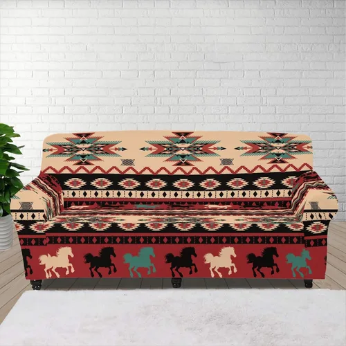 Vista 26 de Funda de sofá de Seater, estilo bohemio, antiarañazos, diseño tribal navajo, nativo americano, diseño tribal, funda de sofá, lavable, elástica