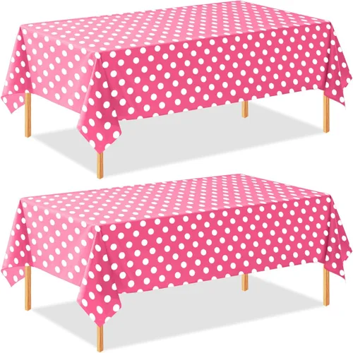 Vista 22 de Paquete de 3 manteles de plástico desechables de 54 x 108 pulgadas, color morado claro, azul claro, rosa claro, para mesas de 6 a 8 pies, fiestas