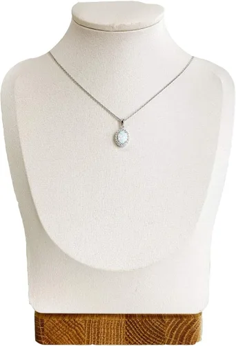 Vista 6 de Regalo para el día de San Valentín, joyería de piedra natal de octubre, plata de ley, ópalo, rubí, aretes de ópalo blanco, joyería fina para mujer