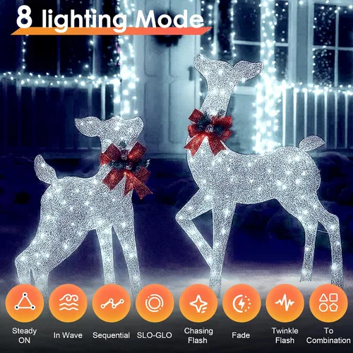 Vista 3 de Luces de Navidad 600 LED de 196 pies, IP67 impermeables, luces para árbol de Navidad con 8 modos, tira de luces para exteriores con temporizadores