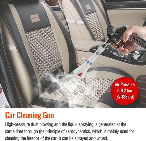 Vista 6 de Pistola de limpieza de automóviles de aluminio con boquilla cónica, soplador de aire para detalles de automóviles, pistola sopladora de aire