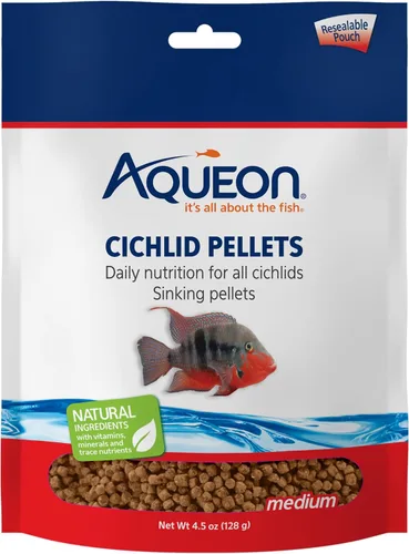 Vista 8 de Aqueon Cichlid - Pellets de comida para peces de hundimiento lento, tamaño mediano, 25 onzas