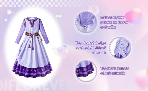 Vista 4 de Vestido para niñas de 3 a 12 años, manga corta con volantes, cuello redondo