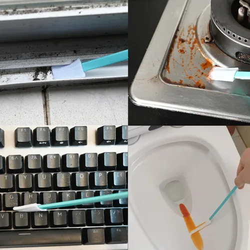Vista 4 de Juego de 50 cepillos desechables de limpieza de hendiduras, cepillo de inodoro desechable, alféizar de ventana, teclado, limpiador de aire