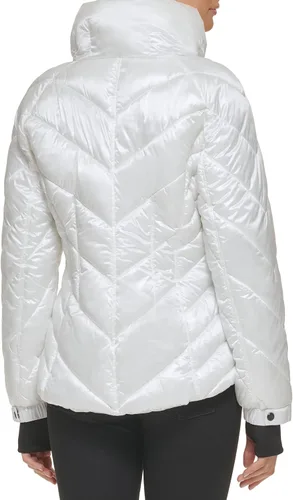 Vista 3 de GUESS Chaqueta acolchada ligera para mujer, color blanco, talla M, Blanco