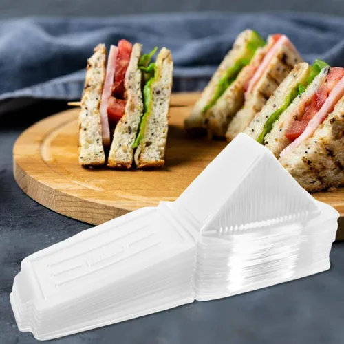 Vista 5 de Cabilock Caja de sándwich triangular de 5.90 x 3.34 x 3.14 pulgadas, recipiente de plástico transparente con tapa transparente para sándwiches
