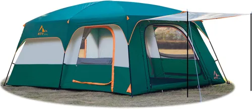 Vista 15 de KTT Extra Large Tent 10-12-14 Person(B),Family Cabin Tents,2 Rooms,3 Doors and 3 Windows with Mesh,Straight Wall,Waterproof,Double Layer,Big Tent
