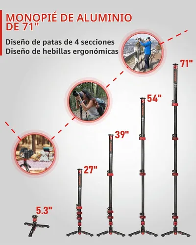 Vista 4 de IFOOTAGE Cobra 3 Monopod A180F Cámara Profesional Monopod 71